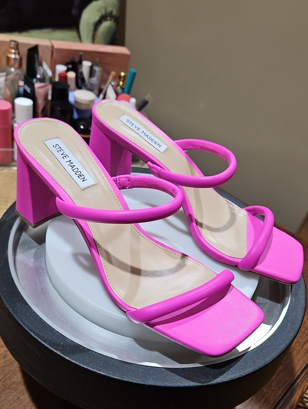 Steve Madden Hot Pink Strappy Block Heel Sandals
